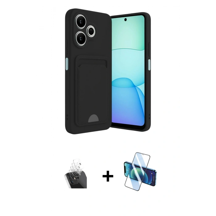 MARSİLYAN™- Redmi 13 4G Kılıf Vadi Çizgi Prime - Siyah 3D Antistatik Seramik Nano Ekran Koruyucu + Kamera Lens Koruma Cam - SF