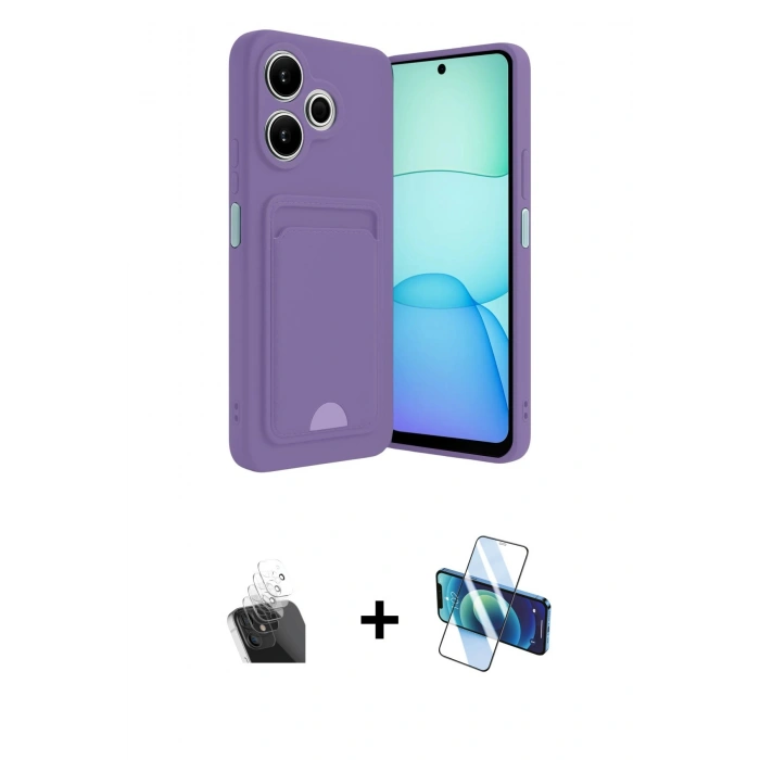 MARSİLYAN™- Redmi 13 4G Kılıf Vadi Çizgi Prime - Siyah 3D Antistatik Seramik Nano Ekran Koruyucu + Kamera Lens Koruma Cam - SF