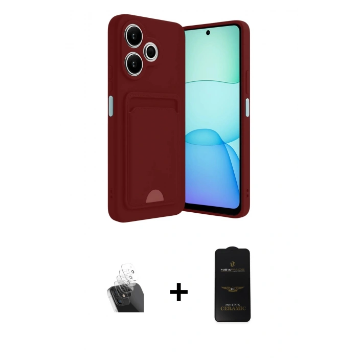 MARSİLYAN™- Redmi 13 4G Kılıf Vadi Çizgi Prime - Siyah 6D Antistatik Mat Seramik Hayalet Nano Ekran Koruyucu + Kamera Lens Koruma Cam - SF