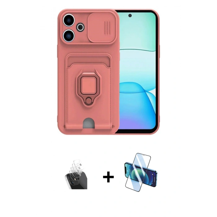 MARSİLYAN™- Redmi 13 4G Kılıf Vadi Form Prime - Siyah 3D Antistatik Cam Ekran Koruyucu + Kamera Lens Koruma Cam - SF