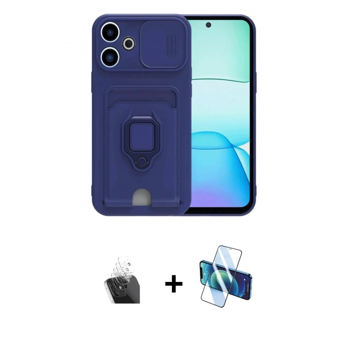 MARSİLYAN™- Redmi 13 4G Kılıf Vadi Form Prime - Siyah 3D Antistatik Cam Ekran Koruyucu + Kamera Lens Koruma Cam - SF