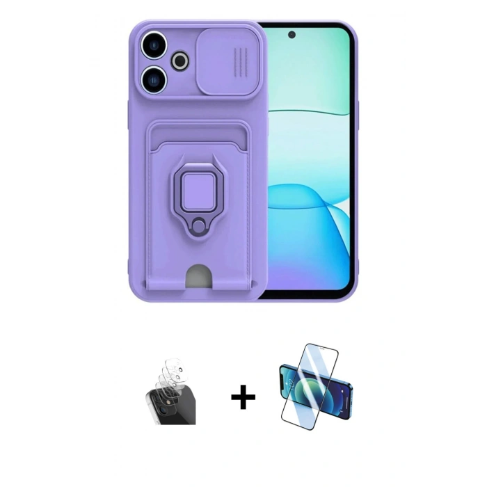 MARSİLYAN™- Redmi 13 4G Kılıf Vadi Form Prime - Siyah 3D Antistatik Cam Ekran Koruyucu + Kamera Lens Koruma Cam - SF
