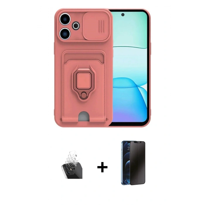 MARSİLYAN™- Redmi 13 4G Kılıf Vadi Form Prime - Siyah 3D Antistatik Hayalet Cam Ekran Koruyucu + Kamera Lens Koruma Cam - SF