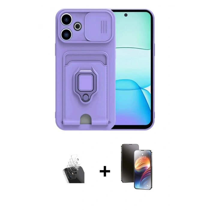 MARSİLYAN™- Redmi 13 4G Kılıf Vadi Form Prime - Siyah 3D Antistatik Mat Seramik Nano Ekran Koruyucu + Kamera Lens Koruma Cam - SF