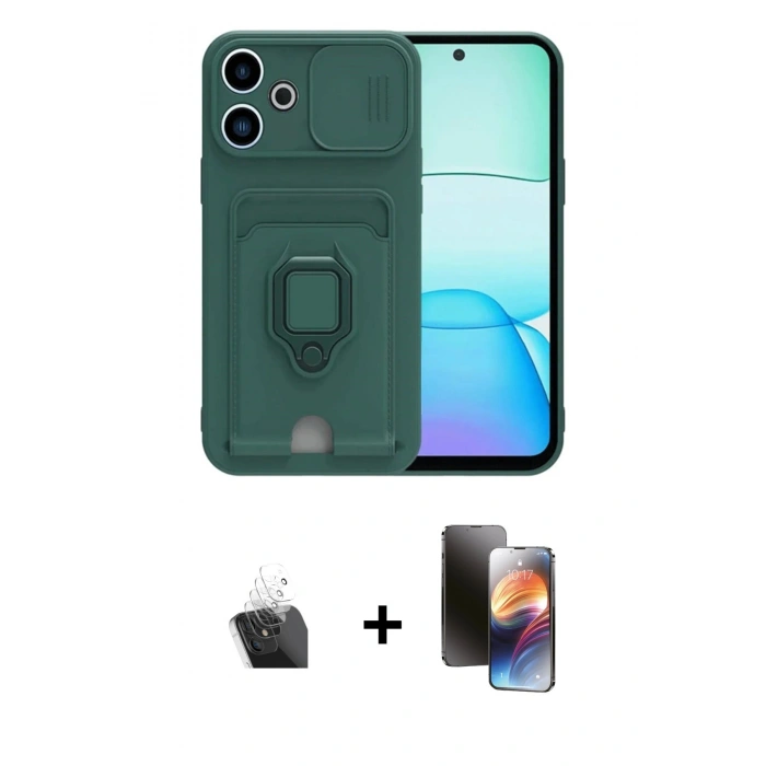 MARSİLYAN™- Redmi 13 4G Kılıf Vadi Form Prime - Siyah 3D Antistatik Mat Seramik Nano Ekran Koruyucu + Kamera Lens Koruma Cam - SF