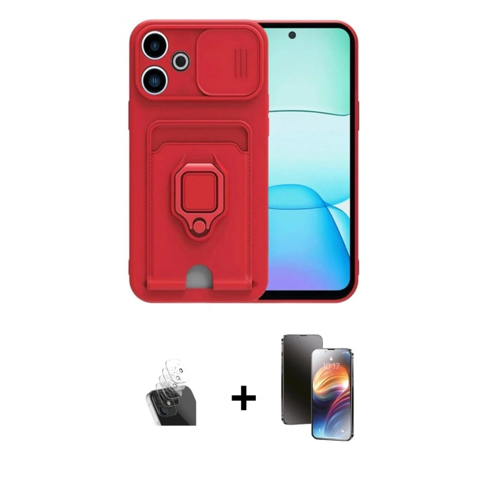 MARSİLYAN™- Redmi 13 4G Kılıf Vadi Form Prime - Siyah 3D Antistatik Mat Seramik Nano Ekran Koruyucu + Kamera Lens Koruma Cam - SF