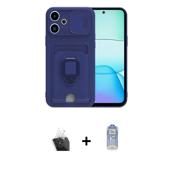 MARSİLYAN™- Redmi 13 4G Kılıf Vadi Form Prime - Siyah Joko Magic 5D Cam + Kamera Lens Koruma Cam - SF