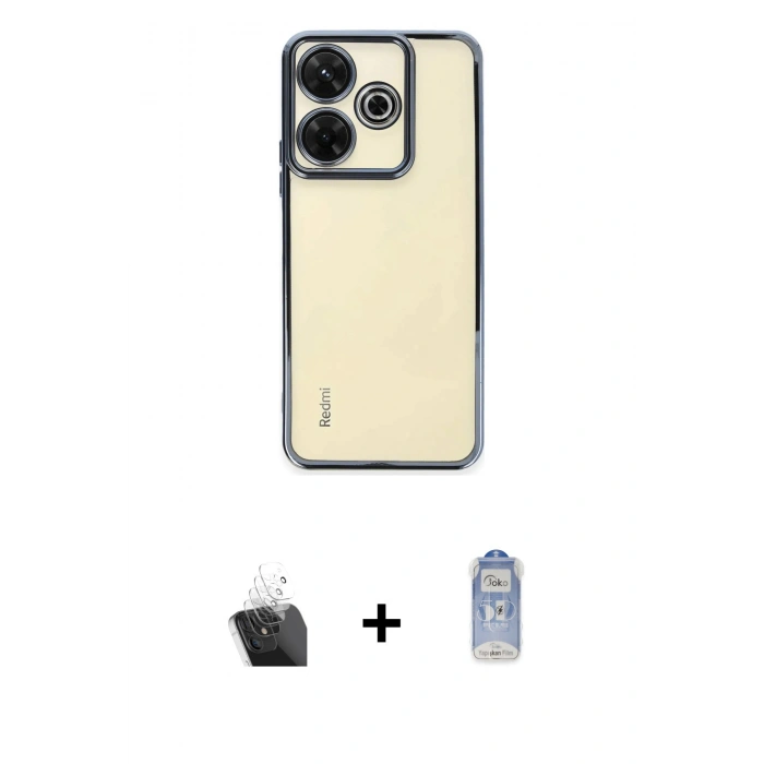 MARSİLYAN™- Redmi 13 4G Kılıf Vadi Minimal - Siyah Joko Magic 5D Cam + Kamera Lens Koruma Cam - SF