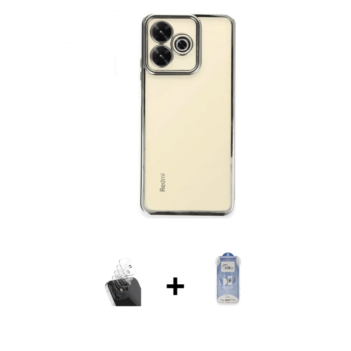 MARSİLYAN™- Redmi 13 4G Kılıf Vadi Minimal - Siyah Joko Magic 5D Cam + Kamera Lens Koruma Cam - SF