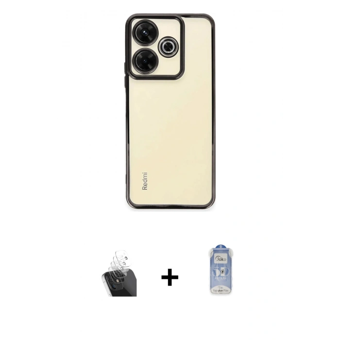 MARSİLYAN™- Redmi 13 4G Kılıf Vadi Minimal - Siyah Joko Magic 5D Cam + Kamera Lens Koruma Cam - SF