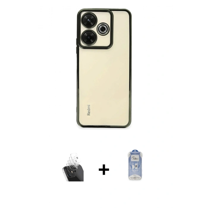 MARSİLYAN™- Redmi 13 4G Kılıf Vadi Minimal - Siyah Joko Magic 5D Cam + Kamera Lens Koruma Cam - SF