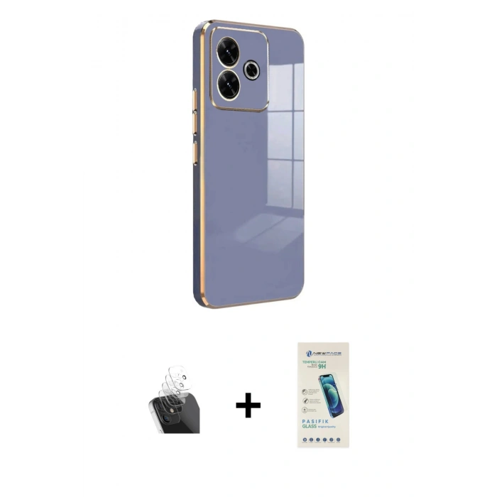 MARSİLYAN™- Redmi 13 4G Kılıf Yankı Serisi - Şeffaf Pasifik Cam Ekran Koruyucu + Kamera Lens Koruma Cam - SF