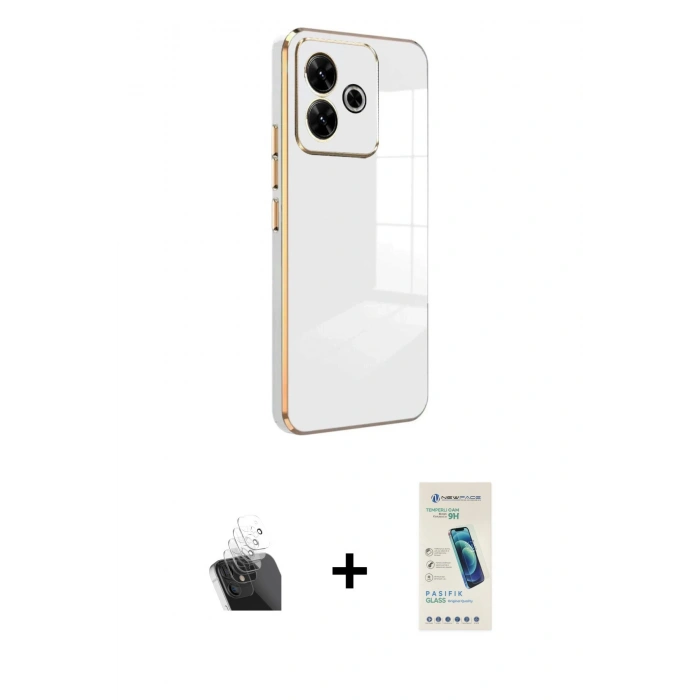 MARSİLYAN™- Redmi 13 4G Kılıf Yankı Serisi - Şeffaf Pasifik Cam Ekran Koruyucu + Kamera Lens Koruma Cam - SF
