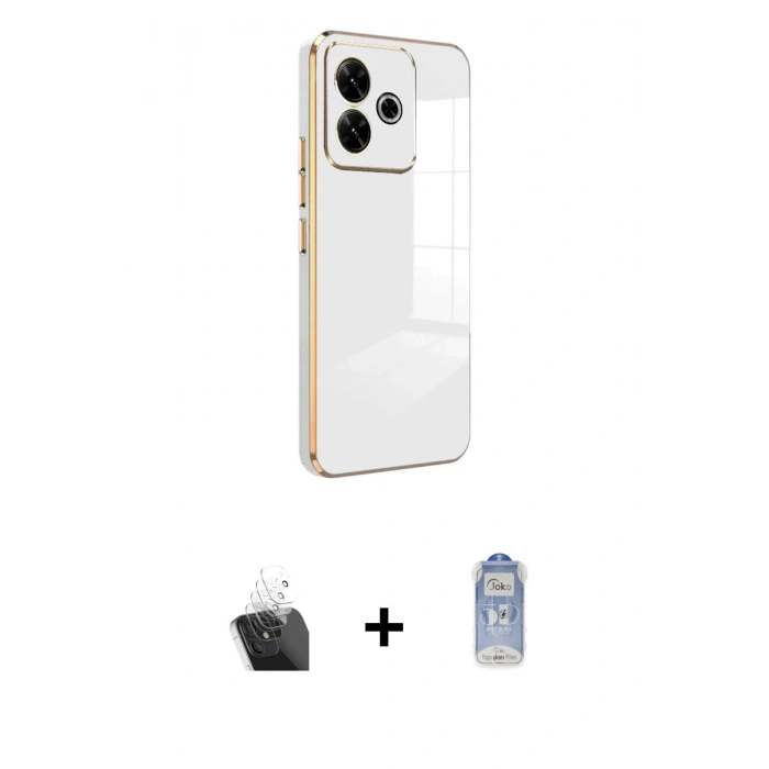 MARSİLYAN™- Redmi 13 4G Kılıf Yankı Serisi - Siyah Joko Magic 5D Cam + Kamera Lens Koruma Cam - SF