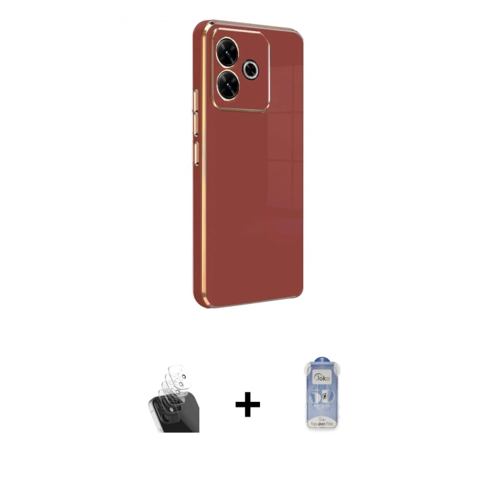 MARSİLYAN™- Redmi 13 4G Kılıf Yankı Serisi - Siyah Joko Magic 5D Cam + Kamera Lens Koruma Cam - SF
