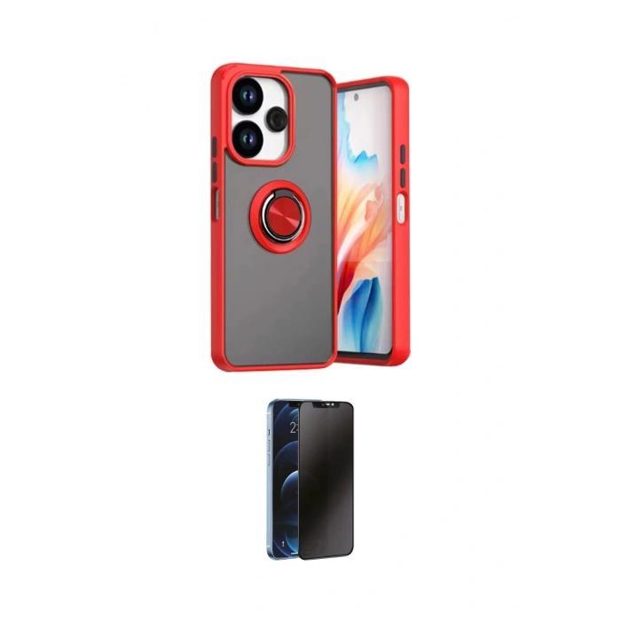 MARSİLYAN™- Redmi 13 4G Kılıf Yörünge Çizgi - Siyah 3D Antistatik Hayalet Cam Ekran Koruyucu
