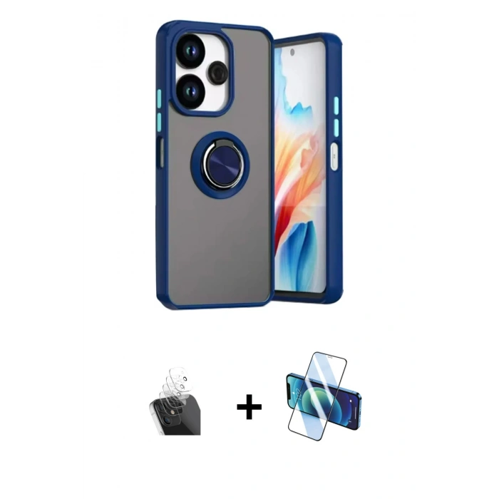 MARSİLYAN™- Redmi 13 4G Kılıf Yörünge Çizgi - Siyah 3D Antistatik Seramik Nano Ekran Koruyucu + Kamera Lens Koruma Cam - SF