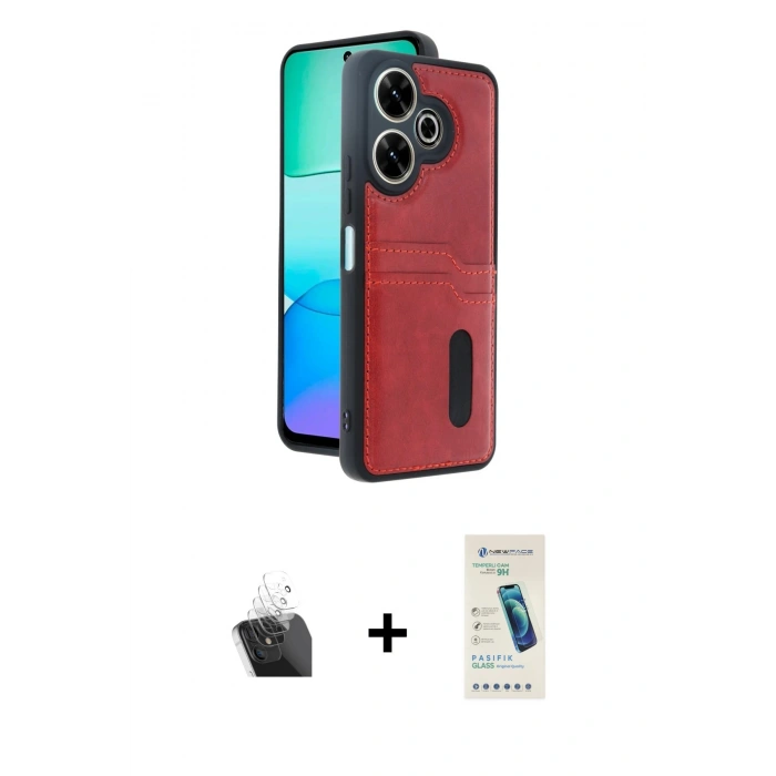 MARSİLYAN™- Redmi 13 4G Kılıf Yörünge Işık Serisi - Şeffaf Pasifik Cam Ekran Koruyucu + Kamera Lens Koruma Cam - SF