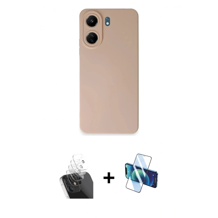 MARSİLYAN™- Redmi 13C Kılıf Ahenk Serisi - Siyah 3D Antistatik Seramik Nano Ekran Koruyucu + Kamera Lens Koruma Cam - SF