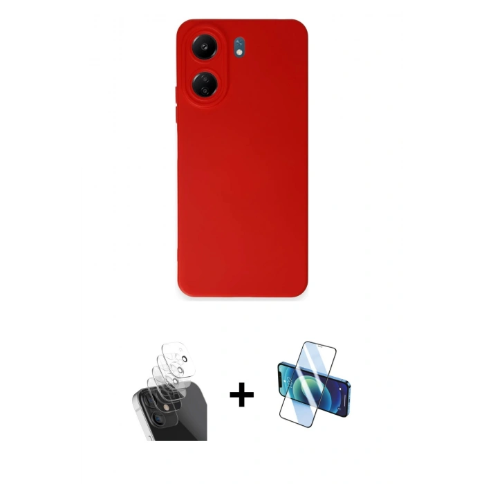 MARSİLYAN™- Redmi 13C Kılıf Ahenk Serisi - Siyah 3D Antistatik Seramik Nano Ekran Koruyucu + Kamera Lens Koruma Cam - SF