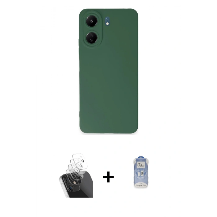 MARSİLYAN™- Redmi 13C Kılıf Ahenk Serisi - Siyah Joko Magic 5D Cam + Kamera Lens Koruma Cam - SF
