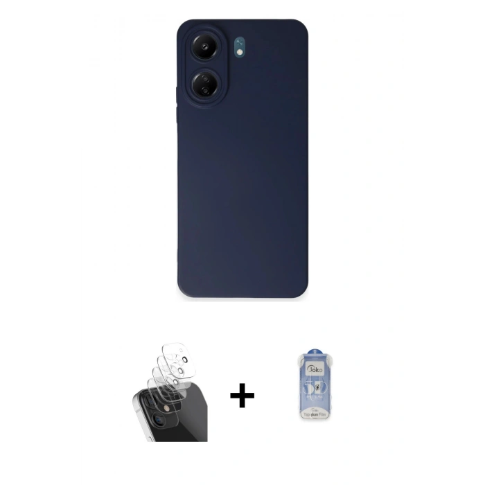 MARSİLYAN™- Redmi 13C Kılıf Ahenk Serisi - Siyah Joko Magic 5D Cam + Kamera Lens Koruma Cam - SF