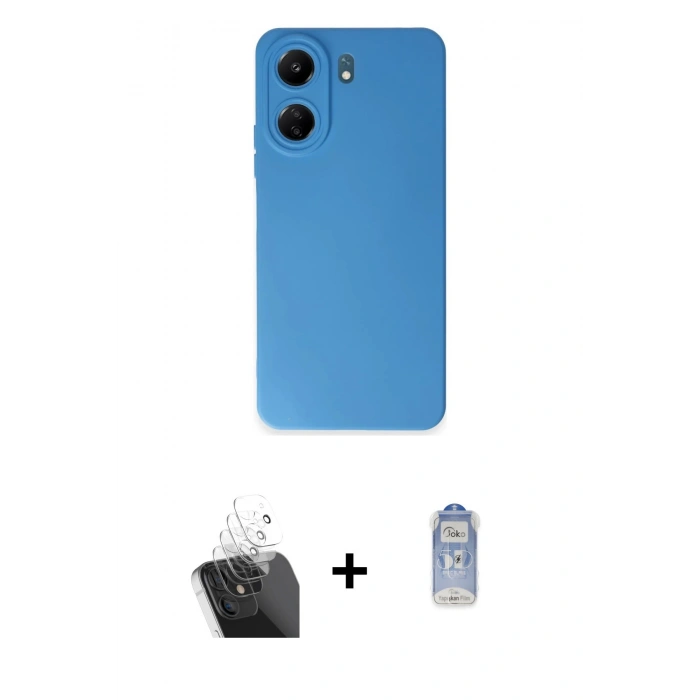 MARSİLYAN™- Redmi 13C Kılıf Ahenk Serisi - Siyah Joko Magic 5D Cam + Kamera Lens Koruma Cam - SF