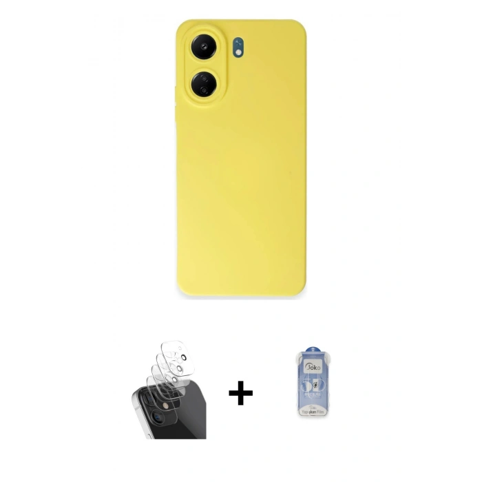 MARSİLYAN™- Redmi 13C Kılıf Ahenk Serisi - Siyah Joko Magic 5D Cam + Kamera Lens Koruma Cam - SF