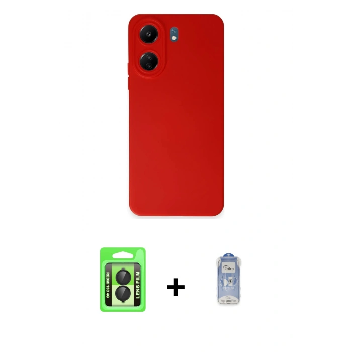 MARSİLYAN™- Redmi 13C Kılıf Ahenk Serisi - Siyah Joko Magic 5D Cam + Raze Metal Kamera Lens - SH