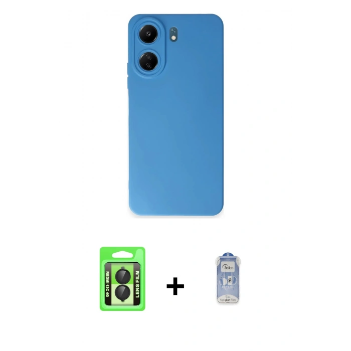 MARSİLYAN™- Redmi 13C Kılıf Ahenk Serisi - Siyah Joko Magic 5D Cam + Raze Metal Kamera Lens - SH