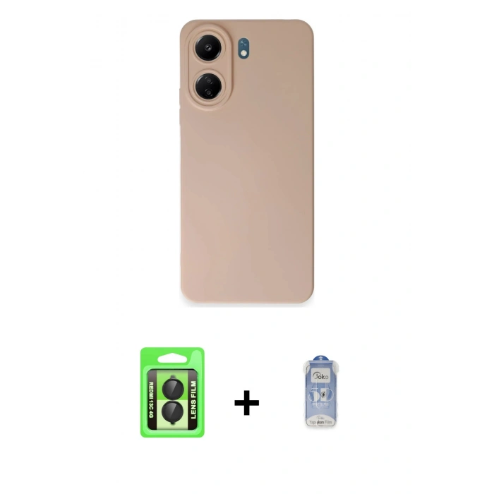 MARSİLYAN™- Redmi 13C Kılıf Ahenk Serisi - Siyah Joko Magic 5D Cam + Raze Metal Kamera Lens - SH