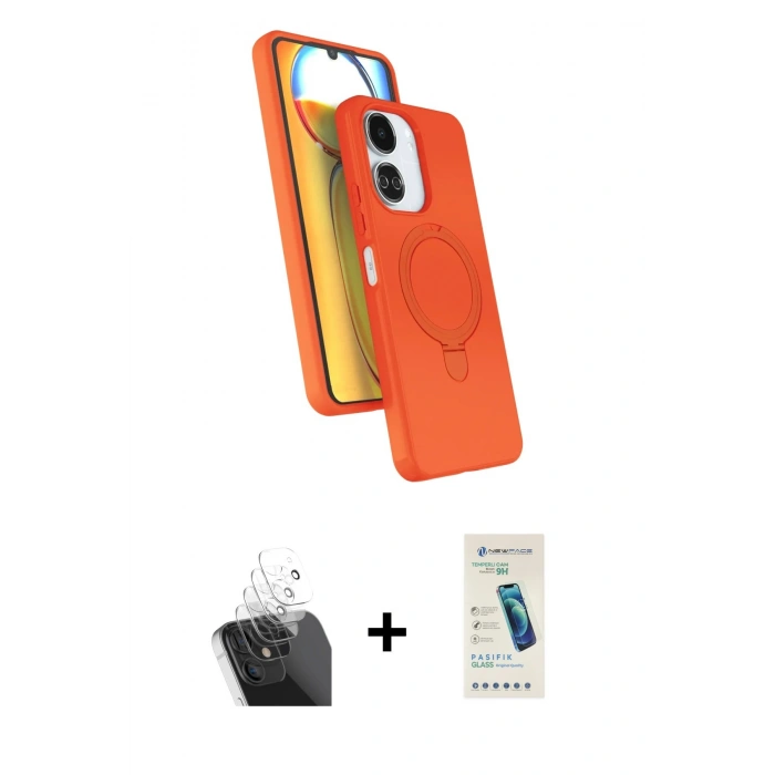 MARSİLYAN™- Redmi 13C Kılıf İz Işık Koleksiyonu - Şeffaf Pasifik Cam Ekran Koruyucu + Kamera Lens Koruma Cam - SF