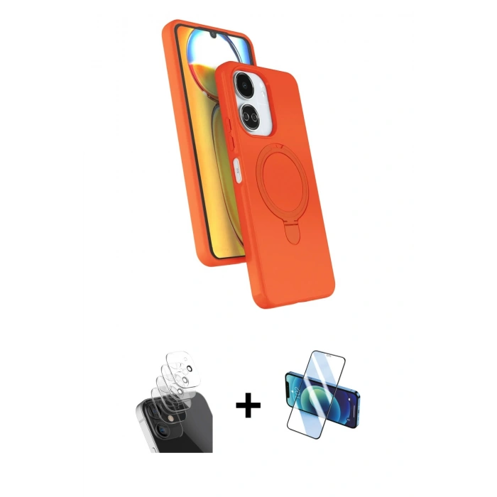 MARSİLYAN™- Redmi 13C Kılıf İz Işık Koleksiyonu - Siyah 3D Antistatik Seramik Nano Ekran Koruyucu + Kamera Lens Koruma Cam - SF