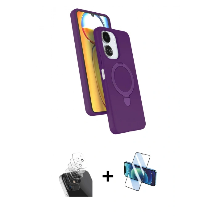 MARSİLYAN™- Redmi 13C Kılıf İz Işık Koleksiyonu - Siyah 3D Antistatik Seramik Nano Ekran Koruyucu + Kamera Lens Koruma Cam - SF