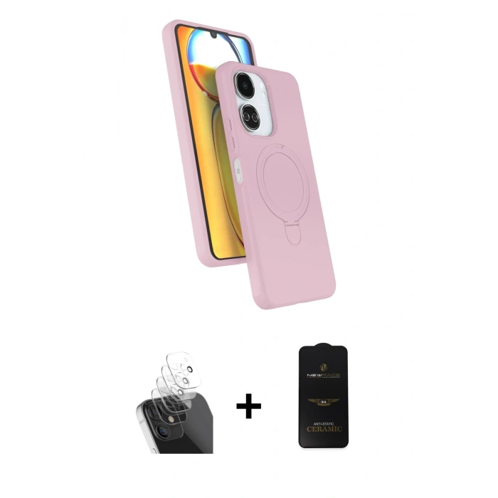 MARSİLYAN™- Redmi 13C Kılıf İz Işık Koleksiyonu - Siyah 6D Antistatik Mat Seramik Hayalet Nano Ekran Koruyucu + Kamera Lens Koruma Cam - SF