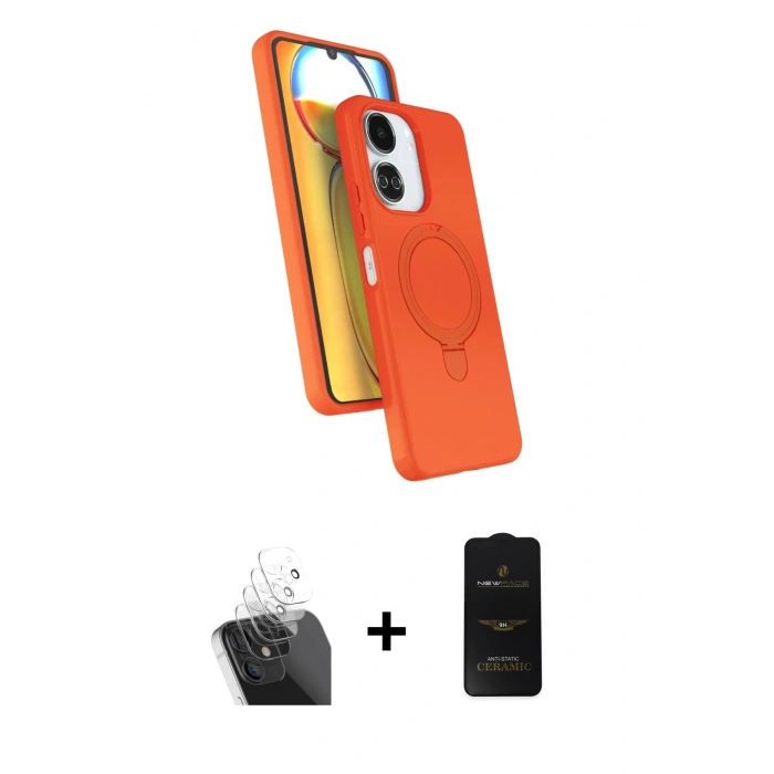 MARSİLYAN™- Redmi 13C Kılıf İz Işık Koleksiyonu - Siyah 6D Antistatik Mat Seramik Hayalet Nano Ekran Koruyucu + Kamera Lens Koruma Cam - SF
