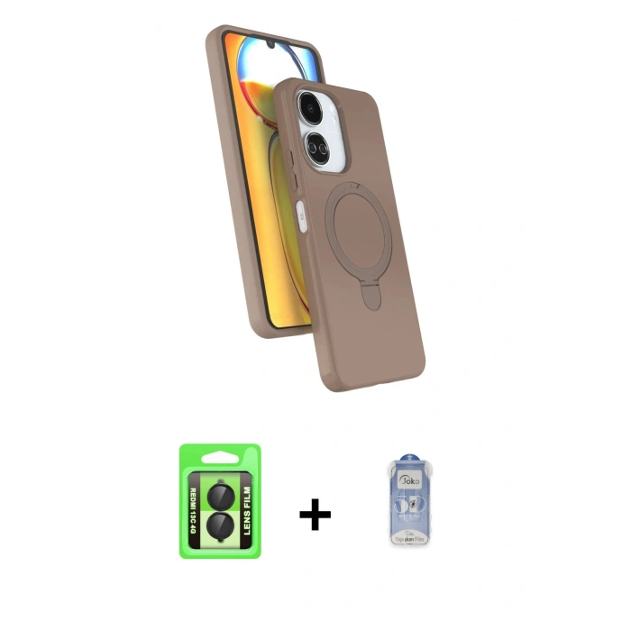 MARSİLYAN™- Redmi 13C Kılıf İz Işık Koleksiyonu - Siyah Joko Magic 5D Cam + Raze Metal Kamera Lens - SH
