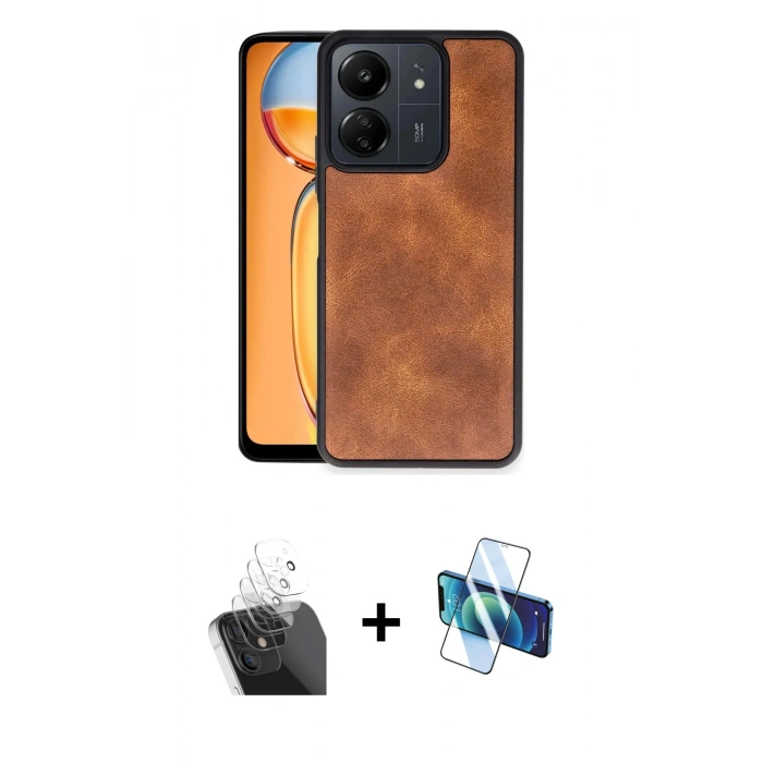 MARSİLYAN™- Redmi 13C Kılıf Kıvılcım Işık Serisi - Siyah 3D Antistatik Cam Ekran Koruyucu + Kamera Lens Koruma Cam - SF