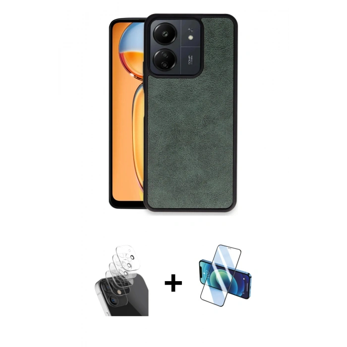 MARSİLYAN™- Redmi 13C Kılıf Kıvılcım Işık Serisi - Siyah 3D Antistatik Cam Ekran Koruyucu + Kamera Lens Koruma Cam - SF