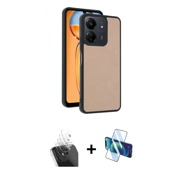 MARSİLYAN™- Redmi 13C Kılıf Kıvılcım Işık Serisi - Siyah 3D Antistatik Cam Ekran Koruyucu + Kamera Lens Koruma Cam - SF