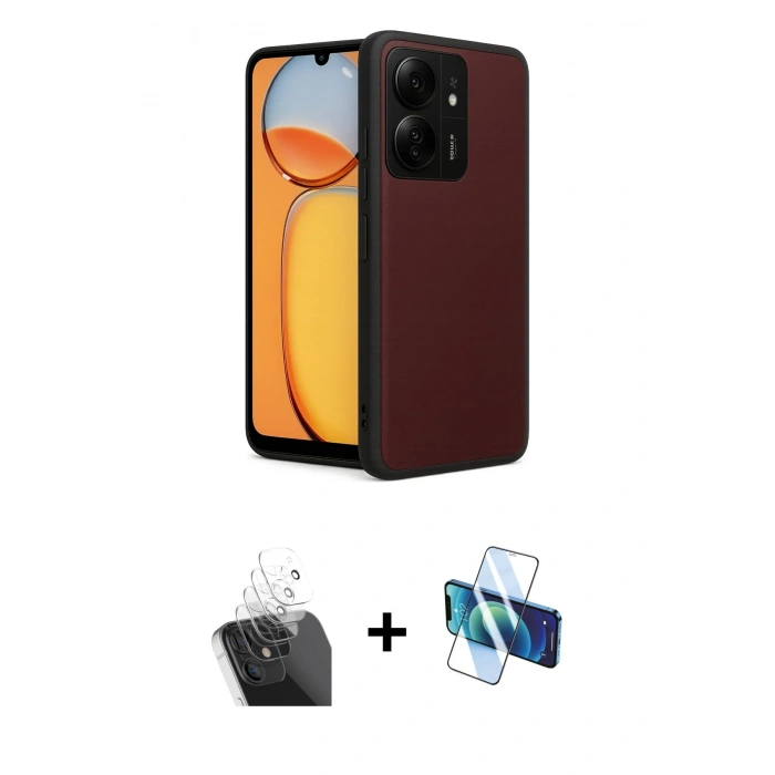 MARSİLYAN™- Redmi 13C Kılıf Kıvılcım Işık Serisi - Siyah 3D Antistatik Cam Ekran Koruyucu + Kamera Lens Koruma Cam - SF