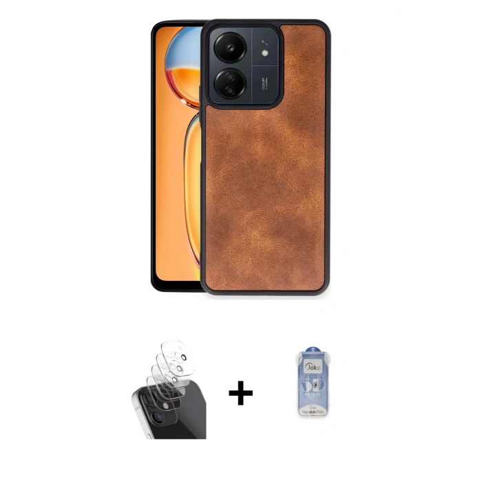 MARSİLYAN™- Redmi 13C Kılıf Kıvılcım Işık Serisi - Siyah Joko Magic 5D Cam + Şeffaf Kamera Lens Koruma Cam