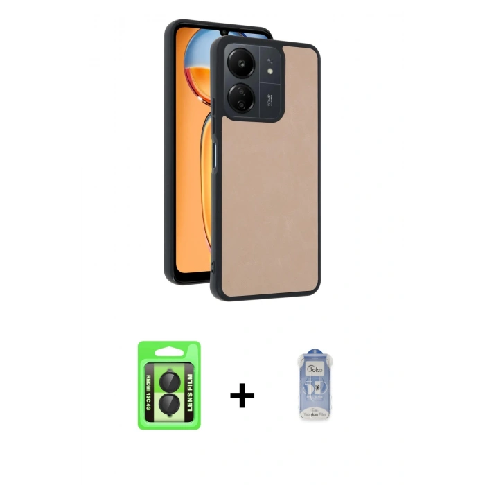 MARSİLYAN™- Redmi 13C Kılıf Kıvılcım Işık Serisi - Siyah Joko Magic 5D Cam + Raze Metal Kamera Lens - SH