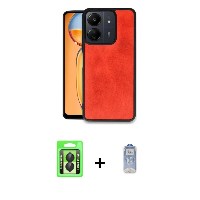 MARSİLYAN™- Redmi 13C Kılıf Kıvılcım Işık Serisi - Siyah Joko Magic 5D Cam + Raze Metal Kamera Lens - SH