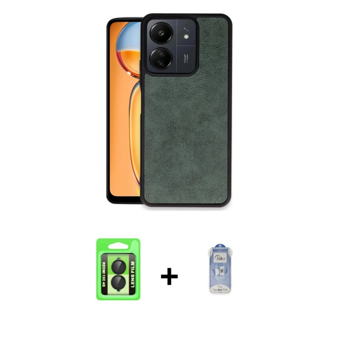 MARSİLYAN™- Redmi 13C Kılıf Kıvılcım Işık Serisi - Siyah Joko Magic 5D Cam + Raze Metal Kamera Lens - SH