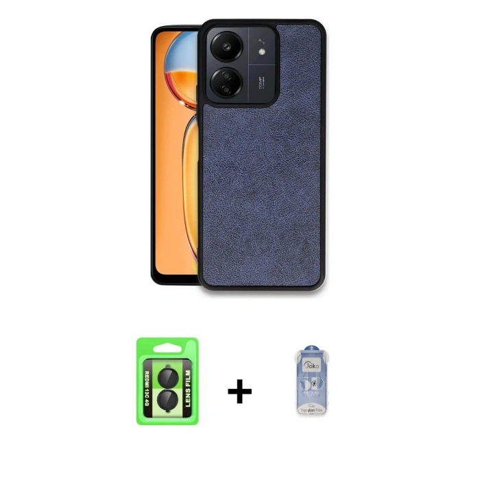 MARSİLYAN™- Redmi 13C Kılıf Kıvılcım Işık Serisi - Siyah Joko Magic 5D Cam + Raze Metal Kamera Lens - SH