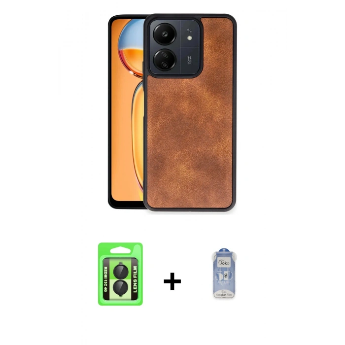 MARSİLYAN™- Redmi 13C Kılıf Kıvılcım Işık Serisi - Siyah Joko Magic 5D Cam + Raze Metal Kamera Lens - SH