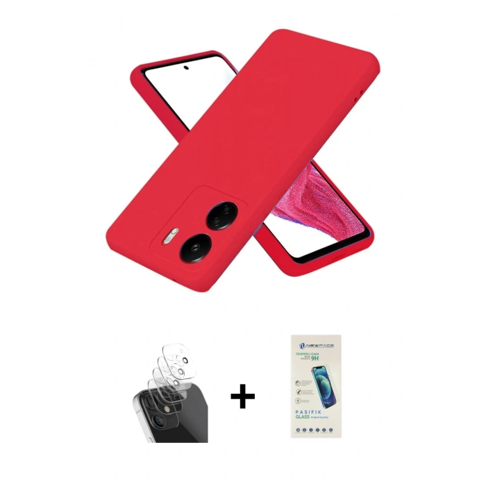 MARSİLYAN™- Redmi 13C Kılıf Kozmos Yansıma Özel Seri - Şeffaf Pasifik Cam Ekran Koruyucu + Kamera Lens Koruma Cam - SF