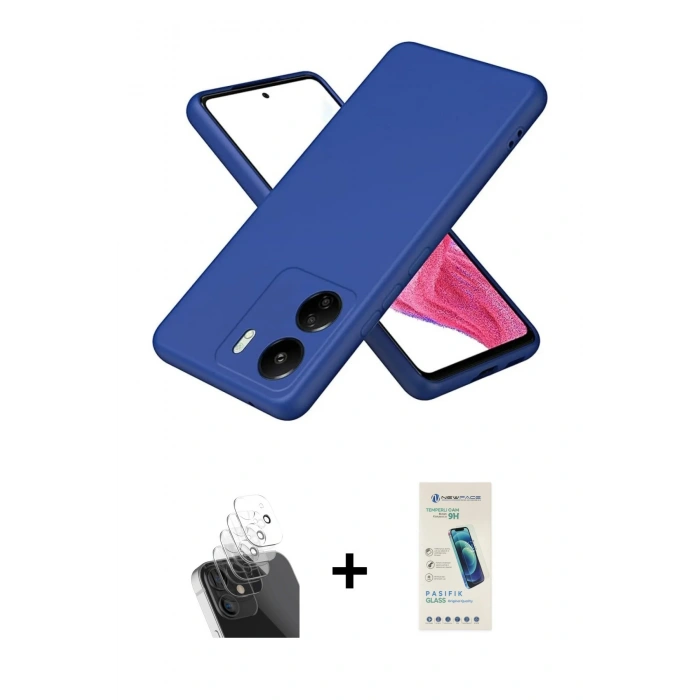 MARSİLYAN™- Redmi 13C Kılıf Kozmos Yansıma Özel Seri - Şeffaf Pasifik Cam Ekran Koruyucu + Kamera Lens Koruma Cam - SF