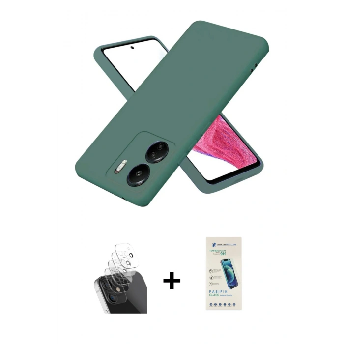 MARSİLYAN™- Redmi 13C Kılıf Kozmos Yansıma Özel Seri - Şeffaf Pasifik Cam Ekran Koruyucu + Kamera Lens Koruma Cam - SF
